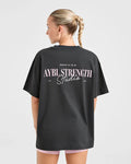 AYBL Unisex Strength Studio Oversized T Shirt - Charcoal/Pink
