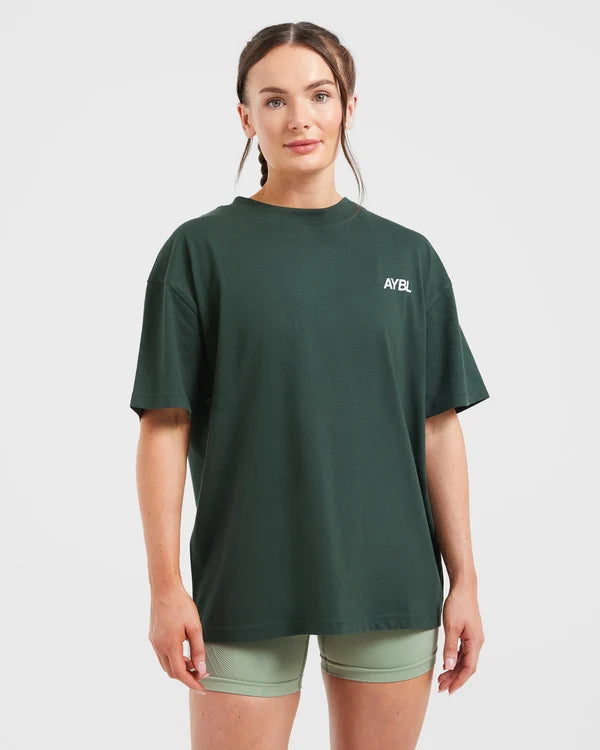AYBL Unisex Sports Club Oversized T Shirt - Forest Green