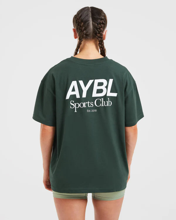 AYBL Unisex Sports Club Oversized T Shirt - Forest Green