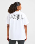 AYBL Unisex Lift Graphic Oversized T Shirt - White
