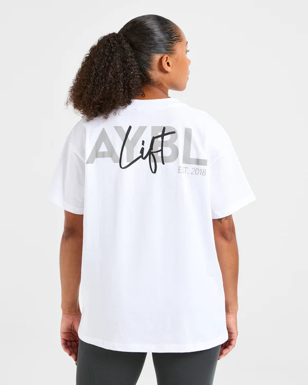 AYBL Unisex Lift Graphic Oversized T Shirt - White