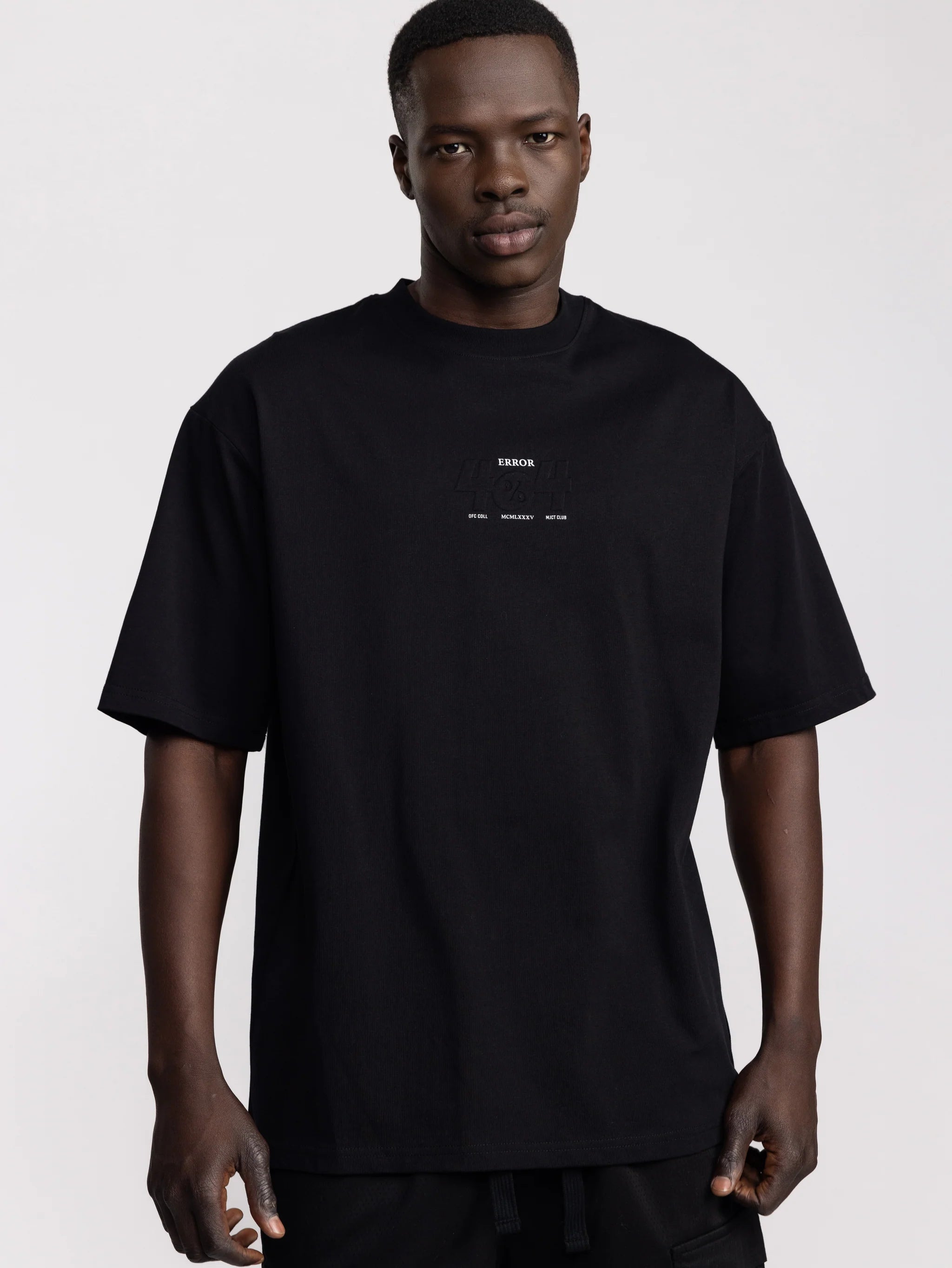 Oversized Embossed Graphic T-Shirt - Error 404