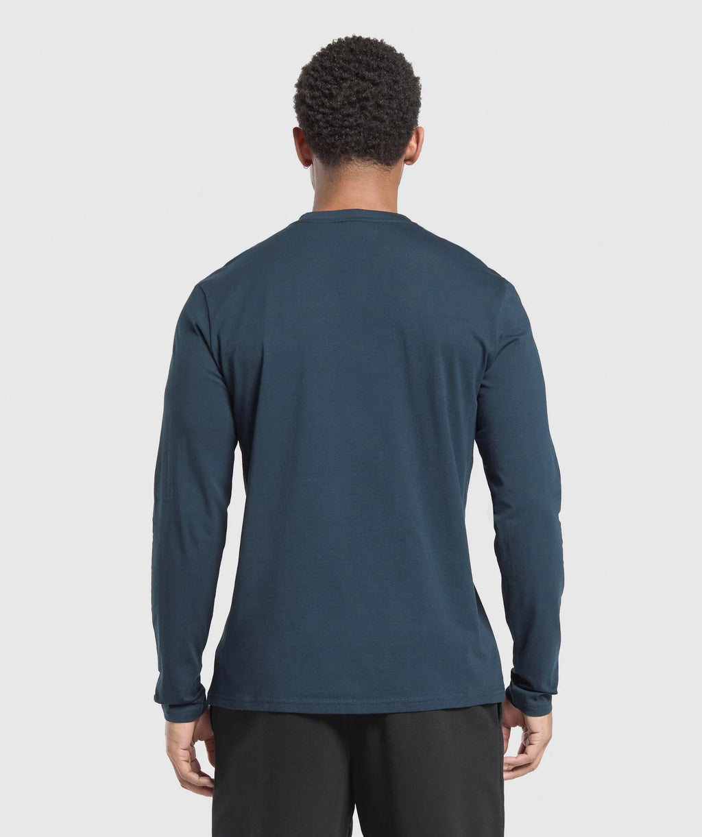 Gymshark Crest Long Sleeve T-Shirt- Navy