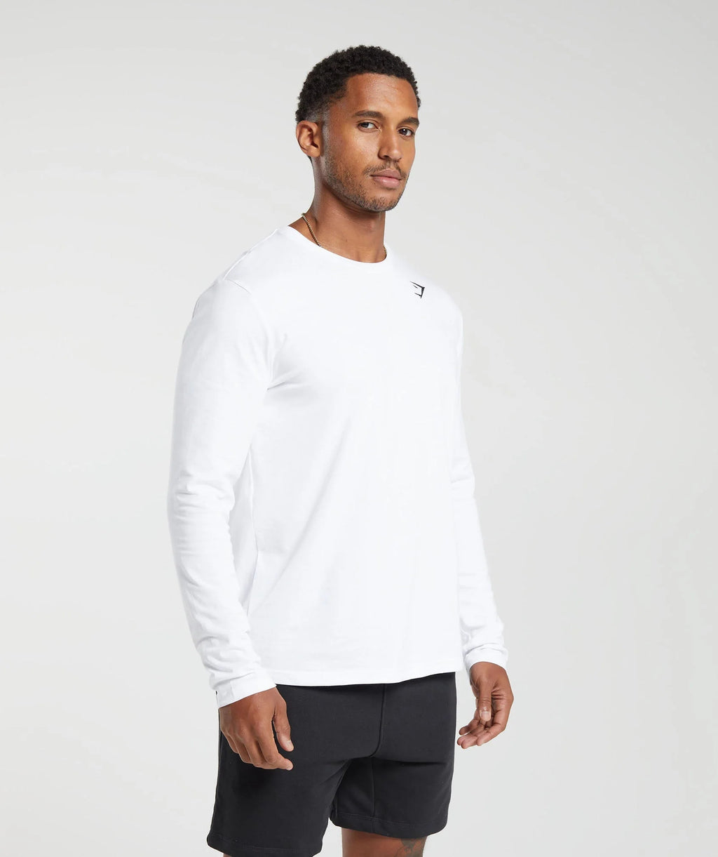 Gymshark Crest Long Sleeve T-Shirt- White