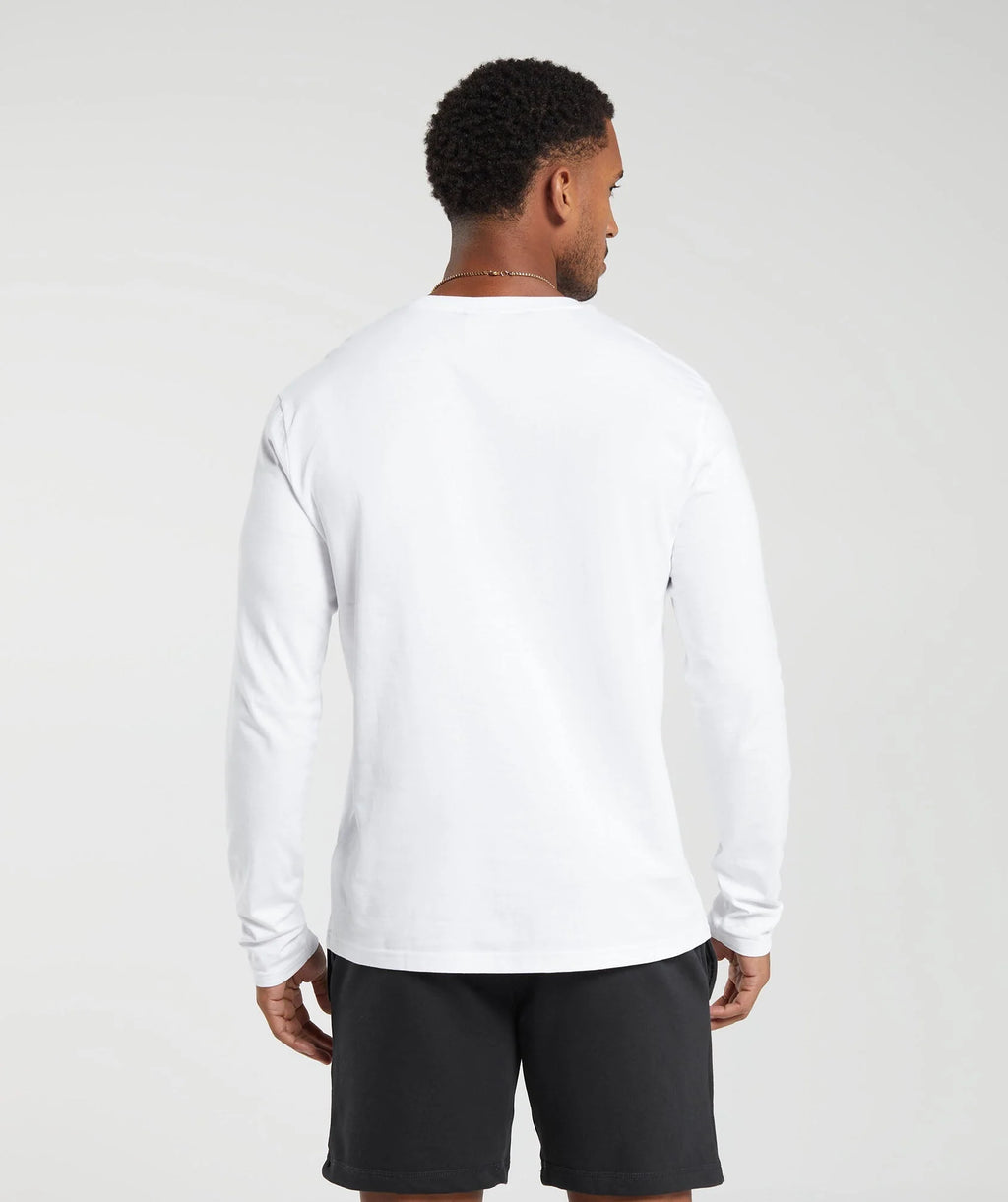 Gymshark Crest Long Sleeve T-Shirt- White