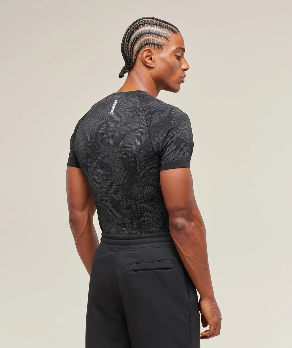 Gymshark Geo Seamless T-Shirt - Charcoal Grey