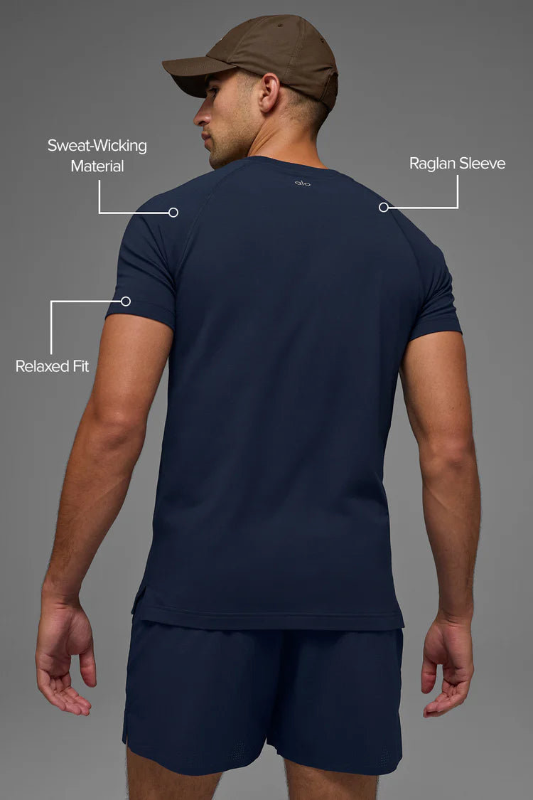 ALO Vapor Crewneck Short Sleeve- Navy