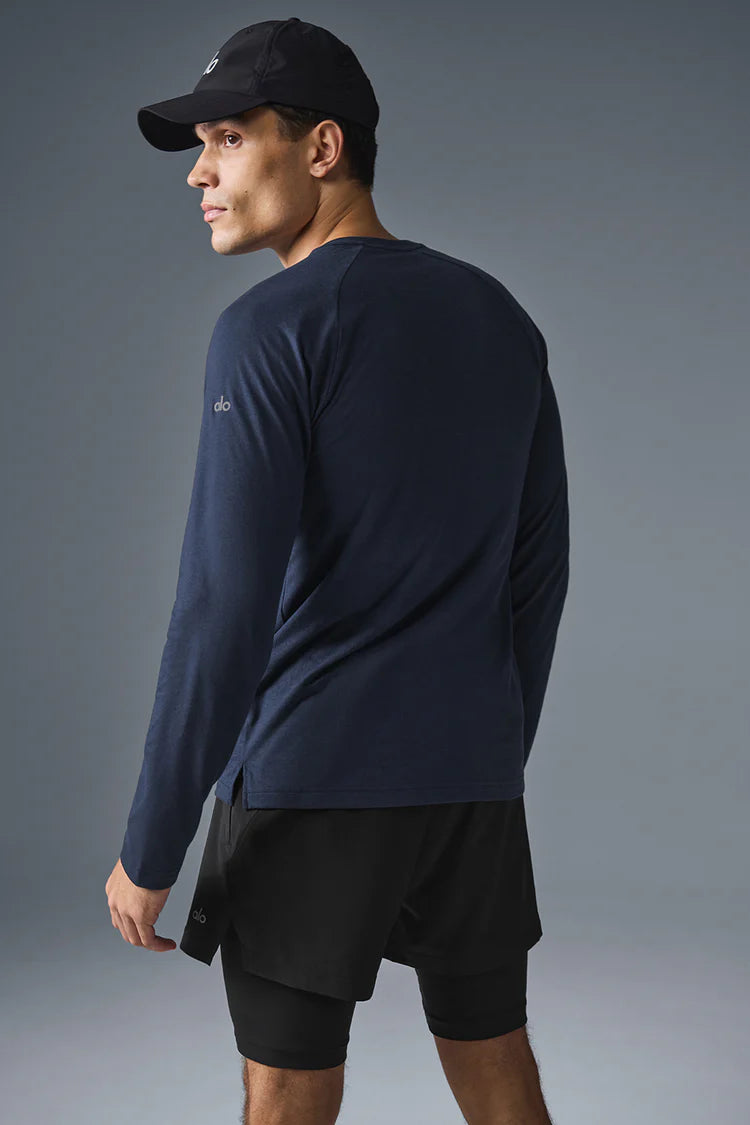 ALO Triumph Long Sleeve Tee- Navy
