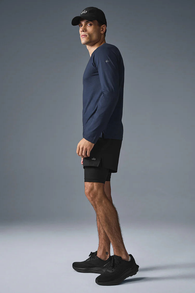 ALO Triumph Long Sleeve Tee- Navy