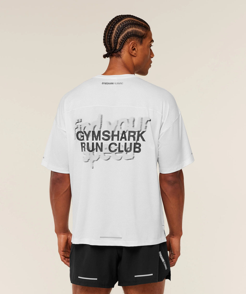 Gymshark Running Graphic T-Shirt- White (LIMITED EDITION)