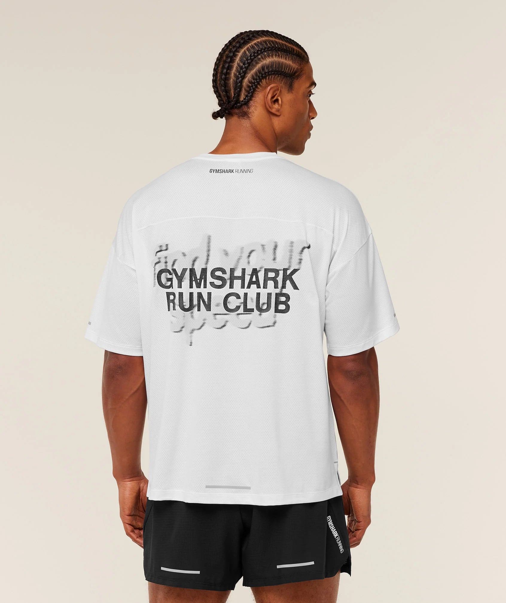 Gymshark Running Graphic T-Shirt- White (LIMITED EDITION)