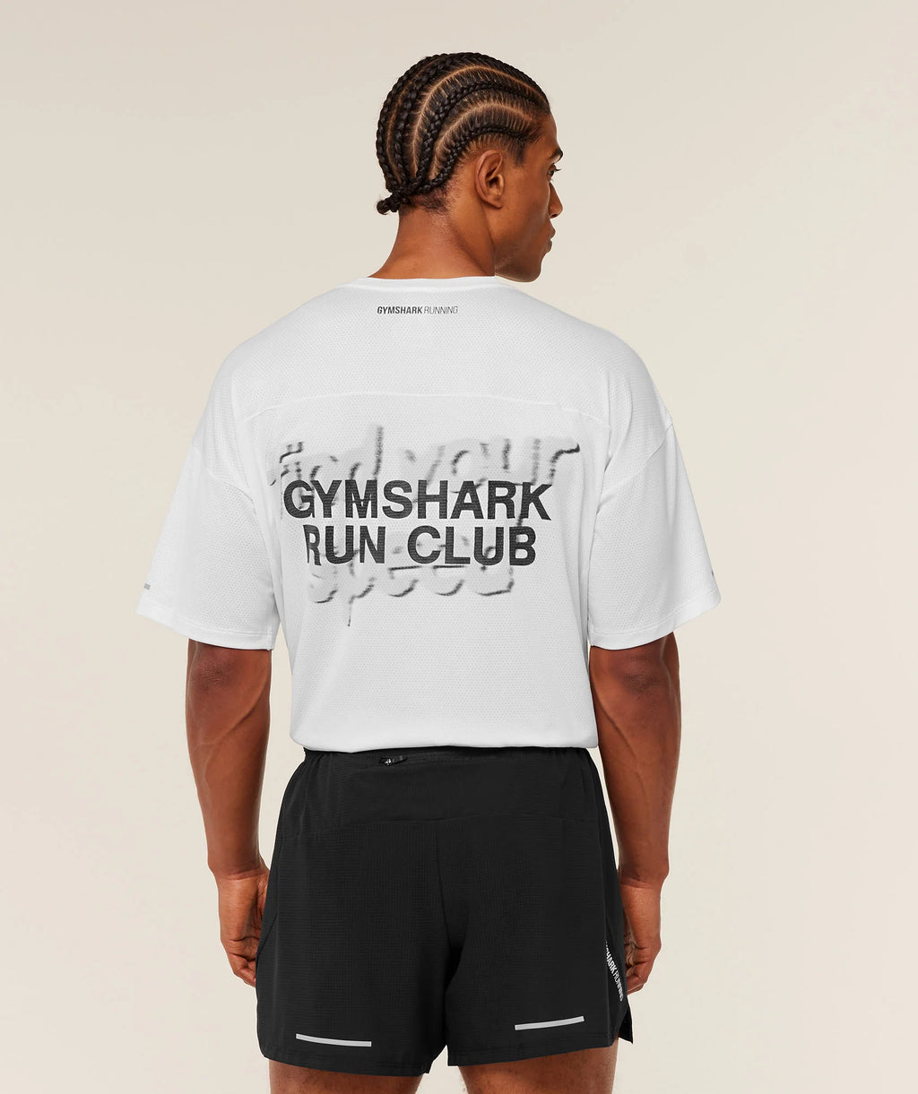 Gymshark Running Graphic T-Shirt- White (LIMITED EDITION)