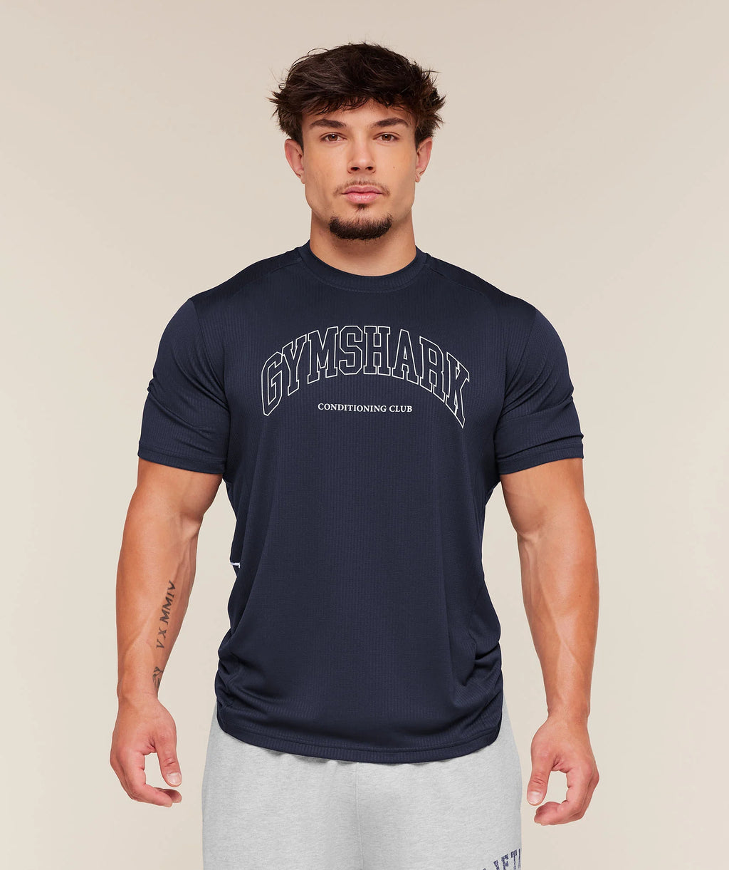 Gymshark Collegiate Tech T-Shirt - Heavy Blue
