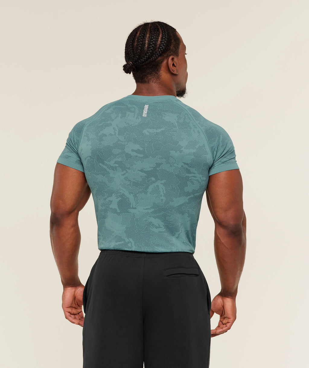 Gymshark Geo Seamless T-Shirt - Stealth Blue