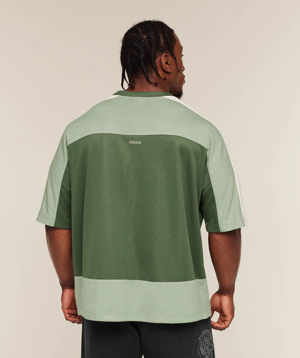 Gymshark Collective Mesh Wordmark Jersey - Olive Green