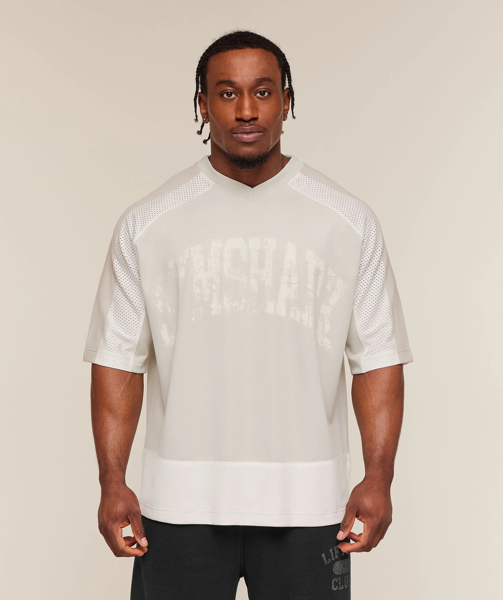 Gymshark Collective Mesh Wordmark Jersey - Soft White