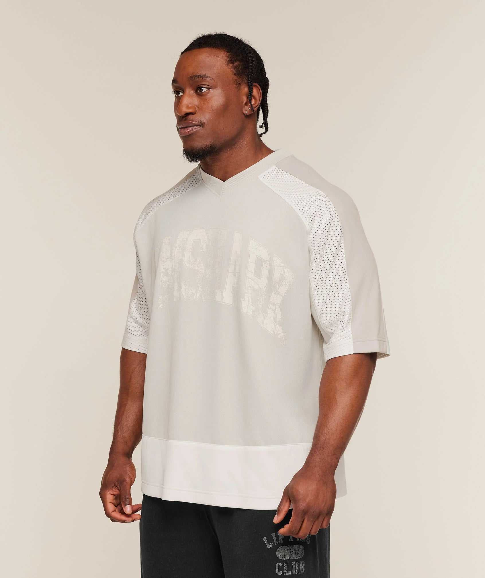 Gymshark Collective Mesh Wordmark Jersey - Soft White