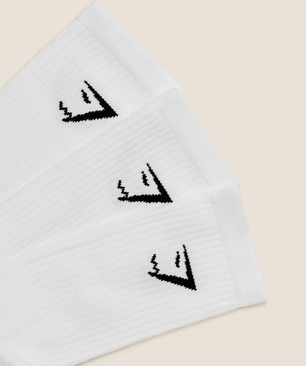 Gymshark Crew Socks 3 Pack- White