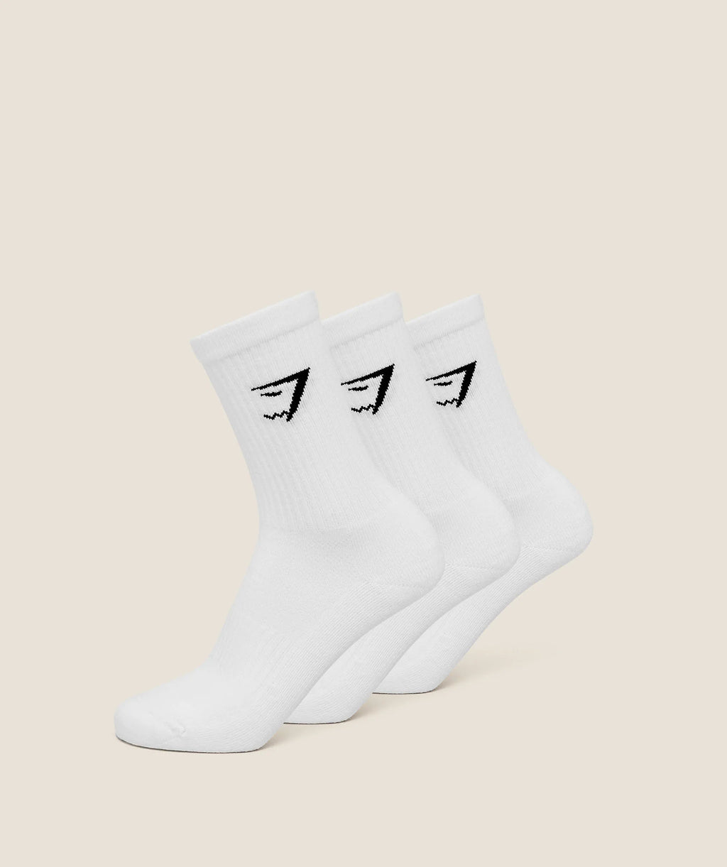 Gymshark Crew Socks 3 Pack- White