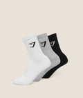 Gymshark Crew Socks 3 Pack- White/Light Grey/Black