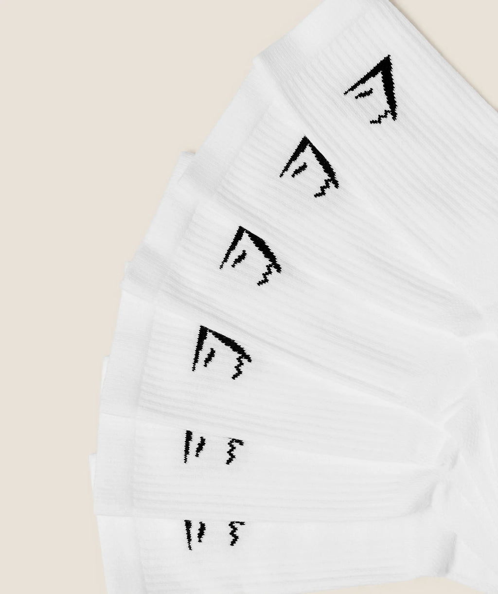 Gymshark Crew Socks 6 Pack- White