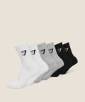 Gymshark Crew Socks 6 Pack- White/Light Grey/Black