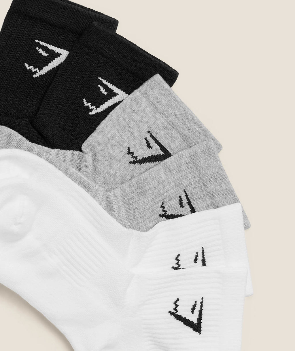 Gymshark Midi Socks 6 Pack- White/Light Grey/Black