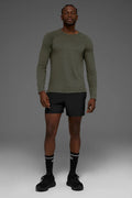ALO Triumph Long Sleeve Tee- Stealth Green