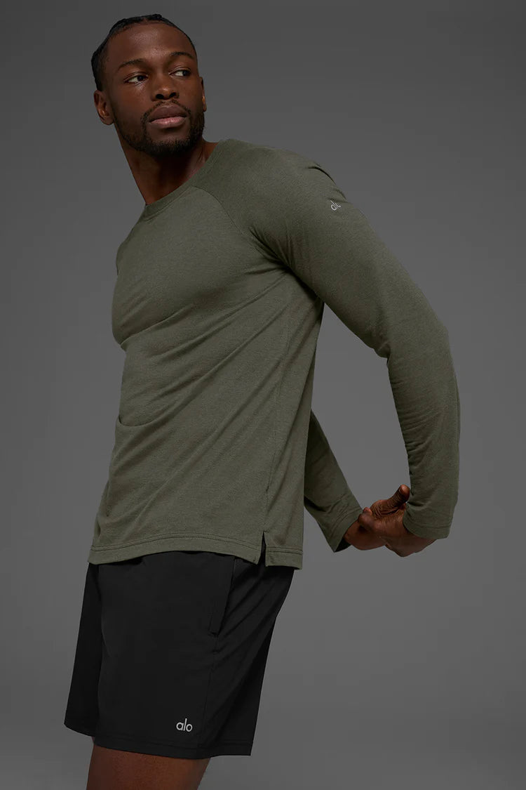 ALO Triumph Long Sleeve Tee- Stealth Green